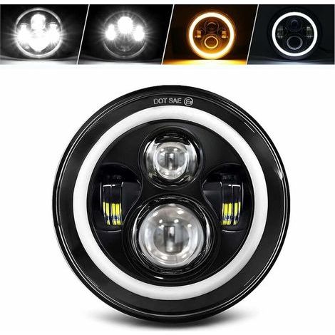 Pouces Phare LED Moto Rond 4 Modes Eclairages DRL Blanc Clignotant Ambre L'intégration Compatible avec Touring Road King Ultra Classic Electra Street Glide Tri Cvo Heritage Softail (1/5)