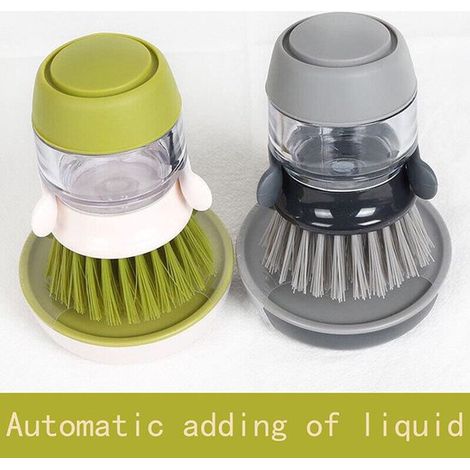 Cepillo de cocina automático con llenado de líquido y esponja de limpieza (1/5)