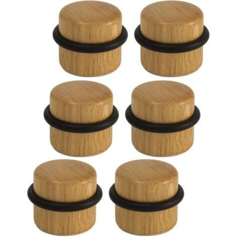 Arrêts de Portes - Butée de Porte Adhésive en Bois pour Sol - Butoirs de Porte Protection de Portes et Murs - Pack 6 unités (Chêne) (1/5)