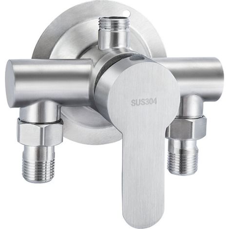 Stück 304 Edelstahl Aufputz-Warm- und Kaltwasserhahn für Dusche, Warmwasserbereiter, Badezimmerarmatur, Aufputz-Edelstahl (1/4)