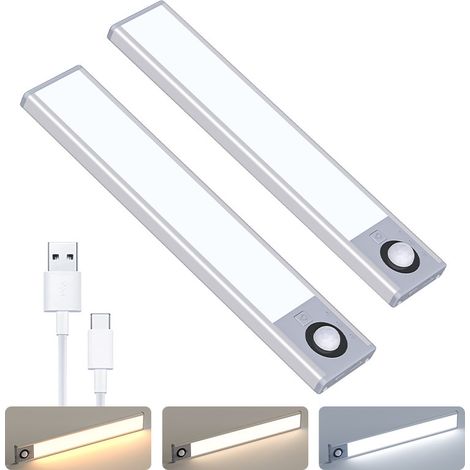 Paquet de 2 lampes sous-meuble à capteur de mouvement, lampes sous-comptoir rechargeables à intensité variable, veilleuse LED magnétique, 30cm (1/5)
