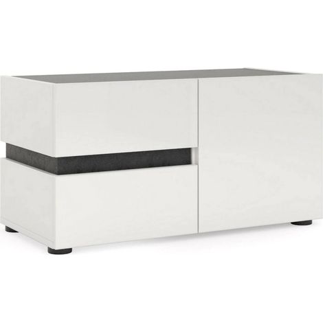 Mobile da Ingresso Seul, 2 Cassetti, un Ripiano Made in Italy, 38x80x42h cm Bianco Lucido (1/4)