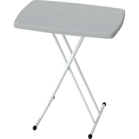 Klappbarer Beistelltisch aus HDPE, 6-fach höhenverstellbar für Terrasse oder Garten, 76 x 50 x 74 cm, grau