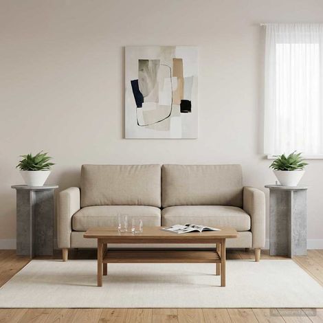 vidaXL  Plant Stand  2 pcs Concrete Grey Ø40 x 60 cm Engineered Wood