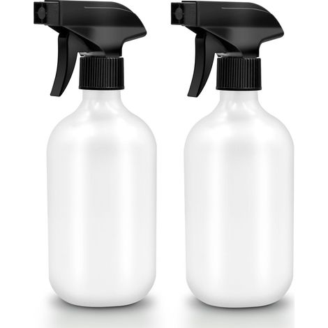 Lot de 2 flacons pulvérisateurs vides 501 ml pour plantes et nettoyage maison, jardin, coiffeur (blanc mat)