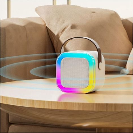 Mini enceinte karaoké Bluetooth portable d'extérieur avec microphone sans fil, caisson de basses et volume élevé - Cadeau pour enfants D (1/5)