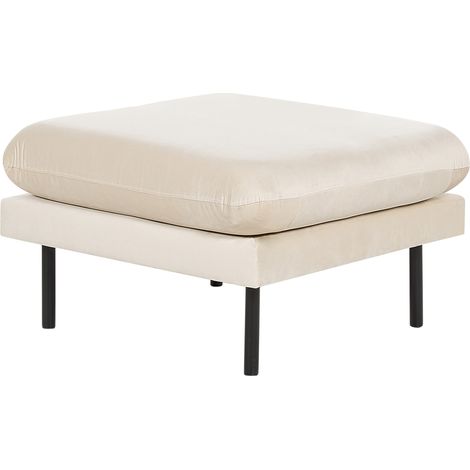 Otomana moderna reposapiés cuadrado acolchado patas de metal terciopelo beige claro Vinterbro