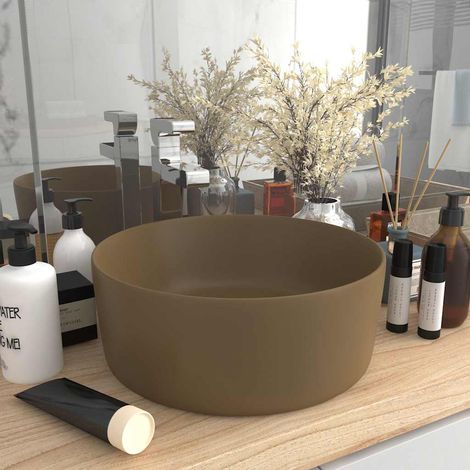 Lavabo rond de luxe - Vasque à poser Lavabo à poser Crème mat 40x15 cm Céramique BV891720 - BonneVie (1/5)