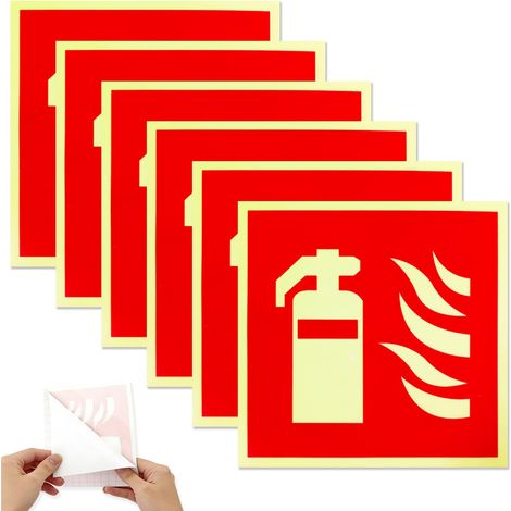 6pcs Panneau Extincteur Luminescence 15x15cm en PVC Autocollants Panneaux Dextincteur Panneaux de Sécurité Signalisation pour Commerces,Bureaux,Maison et Bâtiments,Extérieurs Intérieurs (1/5)