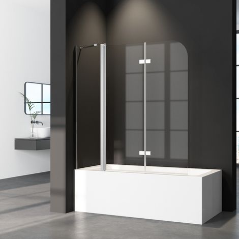 150x140cm Duschwand Badewanne Badewannenaufsatz Duschwand für Badewanne Faltbar 3-Teilig Duschtrennwand Duschabtrennung Badewanne, 6mm NANO ESG Gls (1/5)