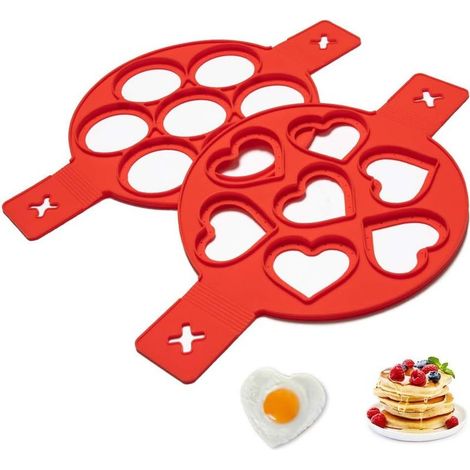 Moule SiliCône Pancake 2Pcs 2 Formes Anti-adhésif en SiliCône Sécurité Créativité Moule à Gateau Utilisation Double Face pour Les Crêpes Omelettes-Fei Yu (1/5)