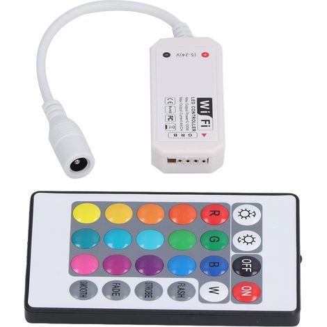 Drahtlose LED-Dimmer-Fernbedienung mit 24 Tasten, 2,4 GHz, für RGB-Streifen, Controller mit Sensor, ideal für Lichtleisten (1/5)