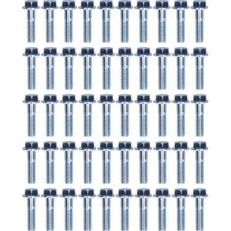 50 vis à tête hexagonale à collerette M8x32mm en acier au carbone pour pièces de machinerie lourde (1/5)