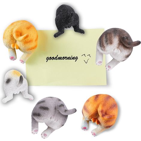 Lot de 6 Aimant, Forme fesses de chat, Résine écologique, Décoration réfrigérateur, Cadeau amoureux des animaux (1/5)