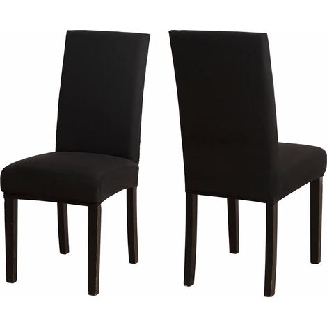 Stuhlhussen 2er Set Schwarz, Stretch-Bezüge für Esszimmerstühle, waschbar (1/5)