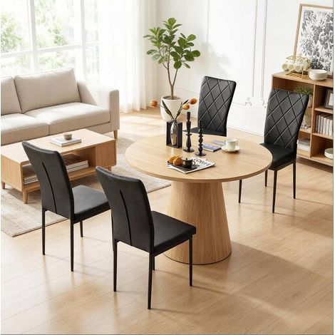 Pack de 4 sillas de comedor negras de piel sintética y metal OKWISH (1/5)