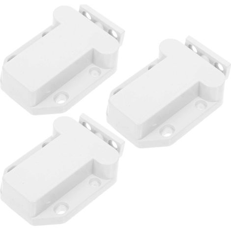 Loquet de porte de placard invisible à pression, verrou à ressort autobloquant pour cuisine et meubles, mécanisme d'ouverture tactile, lot de 3 blancs