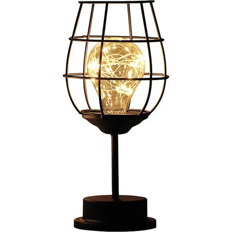 Tischlampe batteriebetrieben für Balkon Innen Schlafzimmer Wohnzimmer (Rotweinglas) (1/5)
