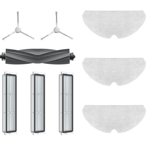 1x Brosse Principale 2X brosses latérales 3X Filtre à Cartouche Anti-poussière 3X Chiffon Lavable pour aspirateur Robot D10s (1/5)