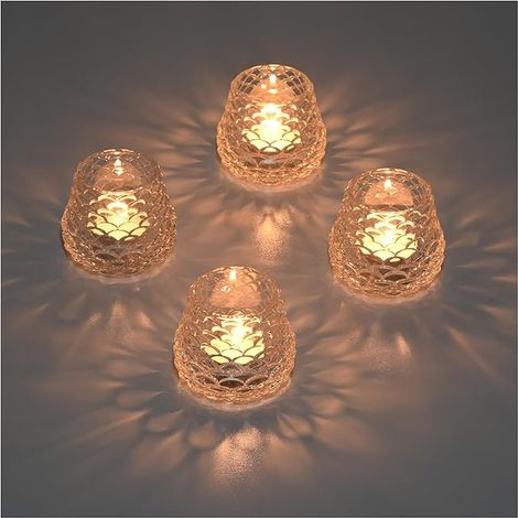 Photophores en Verre, Bougeoir Transparent pour Centre de Table, Photophore Bougie Decoratif, Porte Bougie Chauffe Plat pour Noël, Mariage, Décoration de Maison (Pomme de Pin) (1/5)