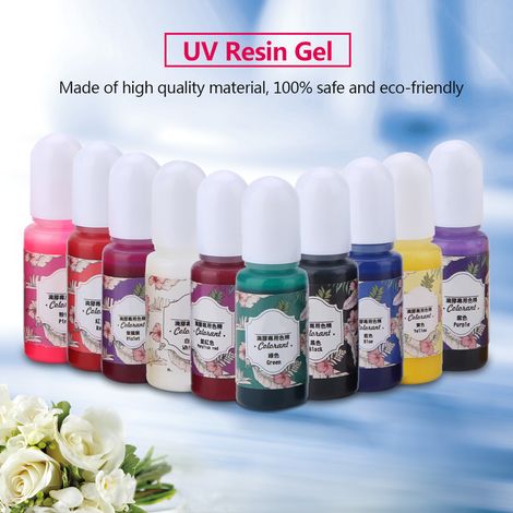 Colorants et pigments UV pour résine époxy, 10 couleurs, 10 ml, pour loisirs créatifs. (1/5)