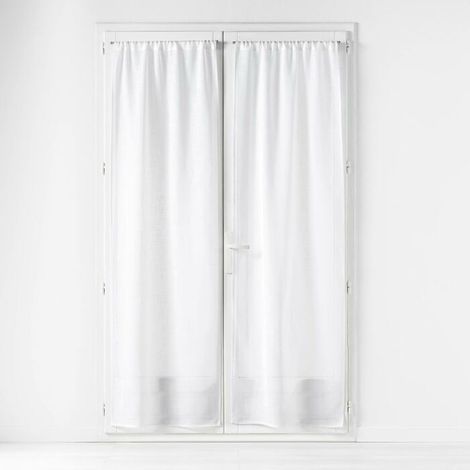 Douceur D'Intérieur – Paire droite passe tringle 2 x 70 x 200 cm – Tissu effet lin tissé blanc – Installation facile – Laisse passer la lumière