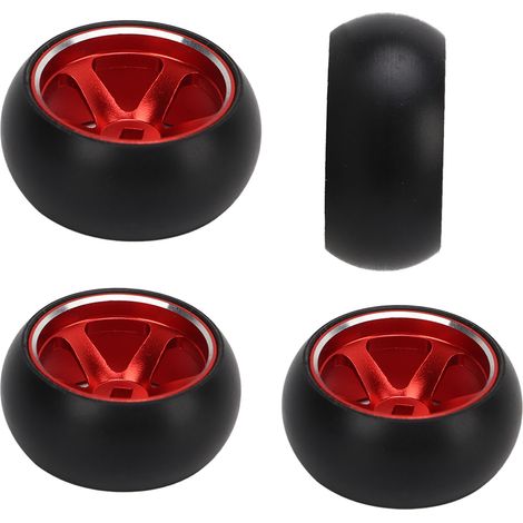 Ensemble de 4 pneus et jantes en alliage d'aluminium pour voitures RC Wltoys K989 K969 P939 28413 à l'échelle 1/28 (rouge). (1/5)