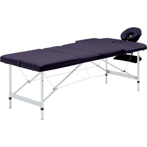 Table de massage pliable à 3 zones avec cadre en aluminium, violette (1/5)
