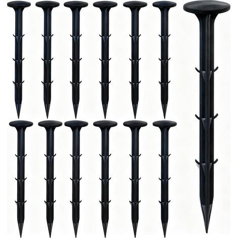 Lot de 50 piquets de sol robustes – 11 cm de long – Ancrage au sol pour le contrôle des mauvaises herbes, filet d'ombrage, bâche en plastique – Idéal pour les vergers (1/5)