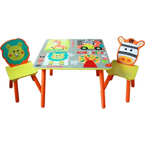 Tavolo GINGER HOME con 2 Sedie SAFARI per Bambini, in Legno, per Studio, Gioco e Pasti (1/5)
