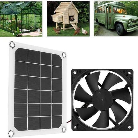 Kit de ventilateurs d'échappement solaires double pour poulailler, serre, niche pour chien et fenêtre, alimenté par panneau solaire (1/5)