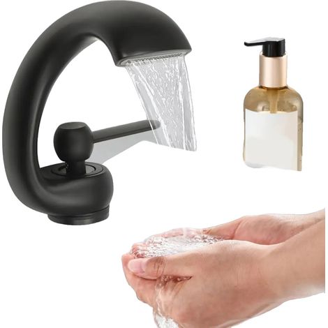 Grifo tipo cascada, diseño moderno, accionamiento monomando, montaje sobre encimera. (1/2)