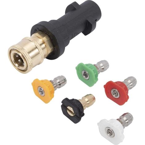 6,35-mm-Hochdruckreinigeradapter, weiblicher Schnellanschluss für Kärcher K2, K3, K4, K5, K6 und K7 mit 5 mehrstufigen Leistungsdüsen. (1/4)