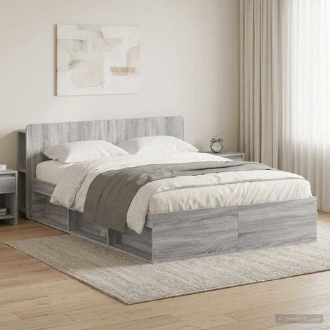 Cadre de lit avec rangement Sonoma gris 140 x 200 cm (1/5)