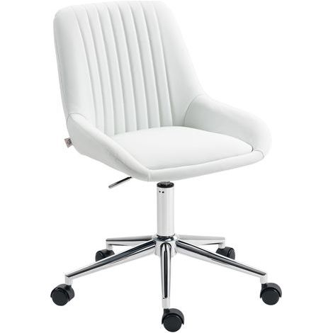 Ergonomischer Bürostuhl ohne Armlehnen, höhenverstellbarer Sitz, modernes weißes Design, Maße 52 x 58 x 80–90 cm