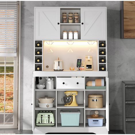 Küchen-Hochschrank 105 x 40 x 180 cm aus weißem MDF HAVRYA (1/5)