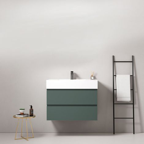 Mobile bagno sospeso 100 cm Verde Comodoro Lavabo in Resina Senza Specchio - Fiji Paint