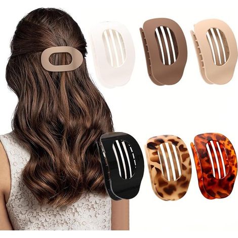 Lot de 6 pinces à cheveux plates – Prise solide – Courbées – Usage quotidien, sport, conduite (1/5)