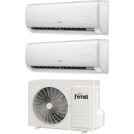 Ferroli – Aire acondicionado dual split inverter 9000+12000 BTU – Wi-Fi integrado – Alexa y Google Home – Clase A++ (1/2)