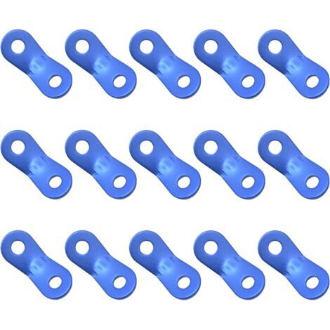 Tendeur de Corde, Tendeur de Corde Camping, 2 Trous Alliage d’Aluminium Ajusteur de Corde à Vent Tendure, pour Tente Bâche Randonnée Camping, Bleu, 15 Pièces