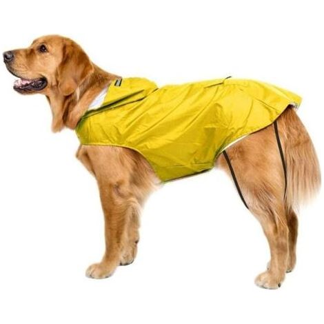 Manteau de Pluie pour Chien avec Capuche, Trou de col, 100% imperméable, Ultra léger, Respirant, avec Bandes réfléchissantes sûres, pour Chiens de Taille Moyenne à Grande, Vert (1/5)