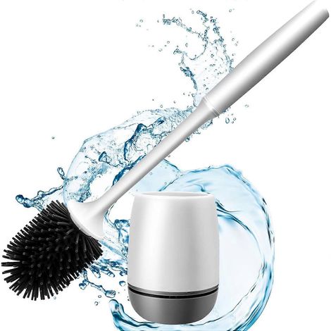 Brosse WC en silicone avec support - Avec support - Séchage rapide - Pour un nettoyage en profondeur (1/5)