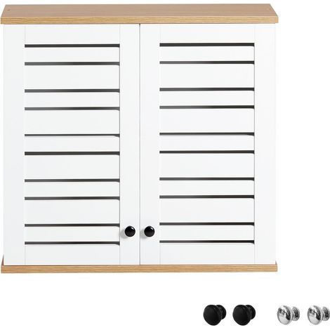 SoBuy Pensile Bagno Pensile Cucina Armadietto Bagno Armadietto 2 Ripiani Montabile a Parete BZR42-W (1/5)