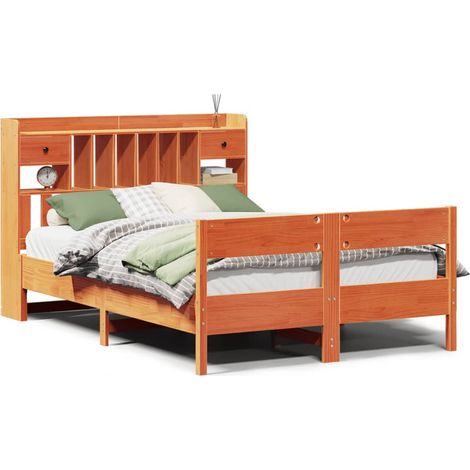 Maison Exclusive - Letto Libreria senza Materasso Marrone Cera 140x190 cm in Pino