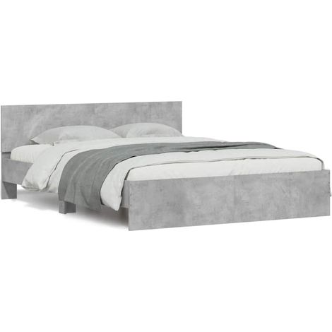 Estructura de cama con cabecero gris hormigón 140x200 cm vidaXL