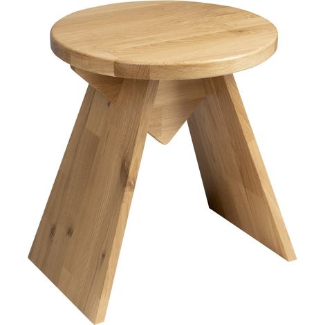 Tabouret rond ASTYLE dia. 36x41cm, bois de chêne massif naturel (1/4)