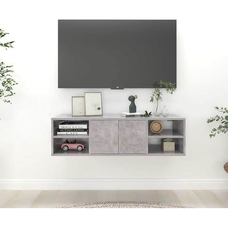 vidaXL Estantería pared madera contrachapada gris hormigón 102x30x29cm (1/5)