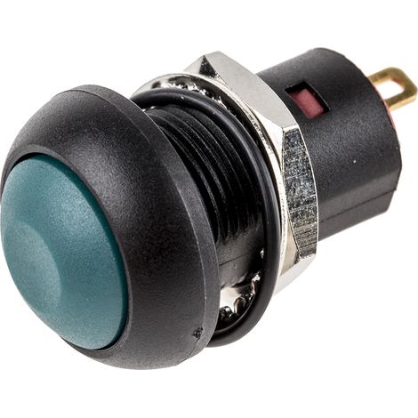 Bouton-poussoir miniature, Verrouillable, Unipolaire à une direction, 100 mA, 24 V c.c., Vert,  Montage sur Circuit ( Prix pour 1 ) (1/2)