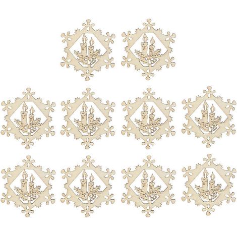 10 décorations de Noël creuses en bois en forme de flocons de neige à suspendre, avec bougies et cordes en chanvre (1/2)