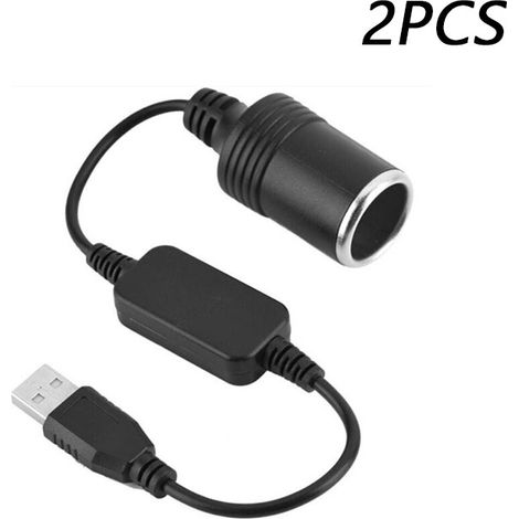 2PCS Zigarettenanzünder-Adapter, Konverter, USB-Anschluss auf Kabel, 12 V, Zigarettenanzünder-Buchse, Konverter, Adapter für Fahrrekorder, elektronischer Hund (1/5)
